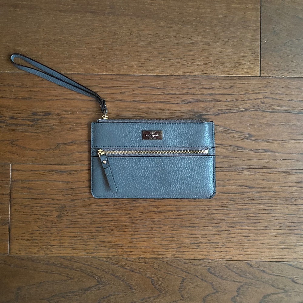 Kate Spade Gray Leather Zip Wristlet
